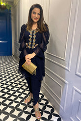 Blue Elephant Embroidered Set